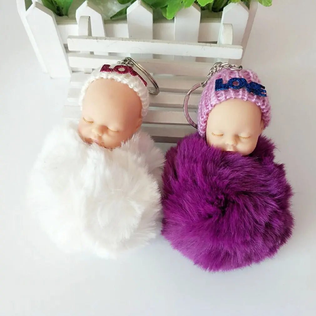 OCDAY Sleeping Baby Doll плюшевый брелок креативный милый маленький мягкий меховой кукольный кулон автомобильный мешок шарм пушистый шар брелок игрушка для детей