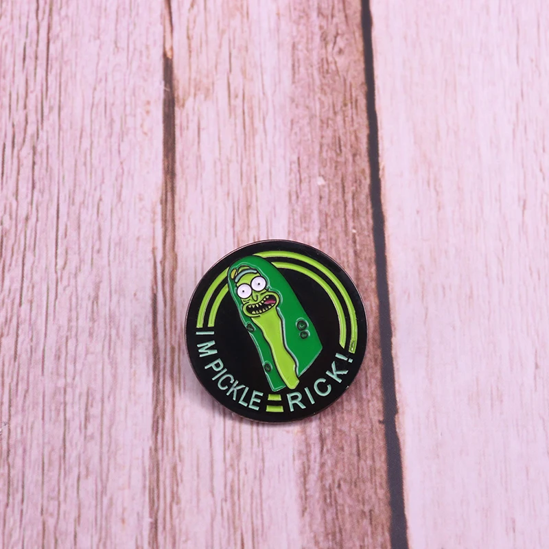 I'm Pickle Rick Эмаль Булавка плавание Рик Морти брошь милый мультфильм круглый бейдж забавный рюкзак, аксессуар подарок для детей