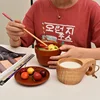 Kuksa Rubber Wood Water Cup, Portable Coffee Mug with Handle, Cowhide Rope Hook, Juice Milk Beer Tea Cup, Outdoor Drinkware 3