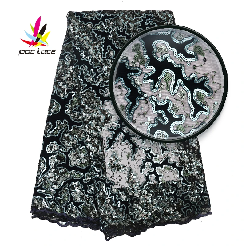 

2019 African Embroidered Lace Fabric With Sequines High Quality New Design Swiss Voile In Switzerland For Party Dress AMY2996B