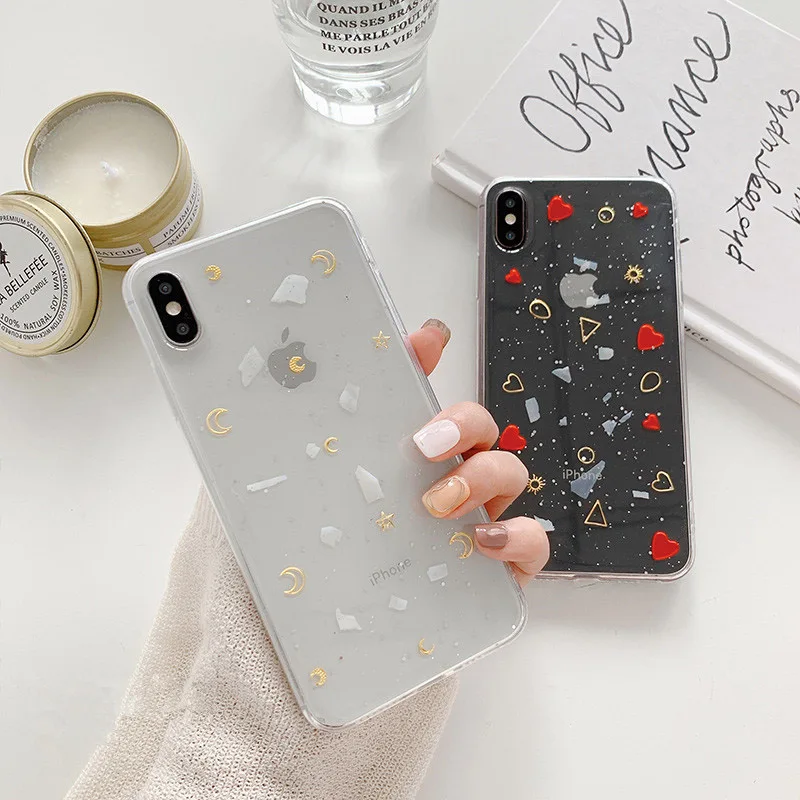 Stylish cute phone case iPhone 6 6s all inclusive phone case iPhone7 8 luxury silicone transparent phone case iPhone X XS XR MAX