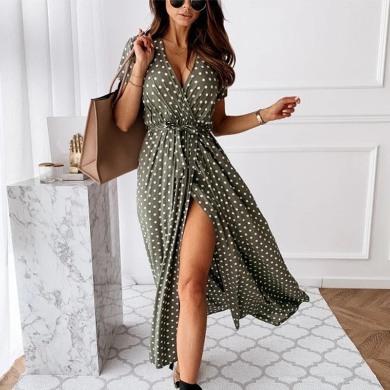 Dresses For Women Casual Short Sleeve 2021 Beach Dresses Women's Summer Holiday Sundress Floral Long Dress Tunics Robe Femmle