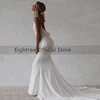 Eightree Mermaid Beach Wedding Dresses Sexy Deep V-neck Backless Bride Dress Long Boho White Fashion Wedding Gowns Custom Made 2