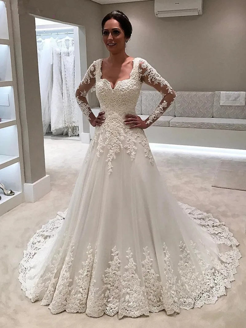 

Vestidos De Noiva Beautiful Wedding Dresses suknia slubna Long Sleeves Cheap Sale Luxury Gown Dress 2020 A-Line robe de mariage