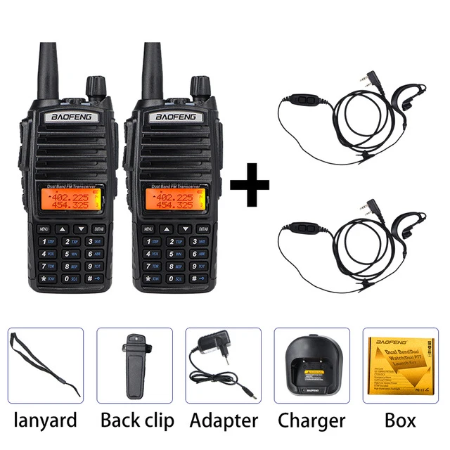 2pcs box 2headset 10 км Baofeng Двухдиапазонная рация UV-82 fm-трансивер портативный CB Ham Радио 8 Вт 2800 мАч супер проникновения UV 82 двухстороннее радио - Цвет: 2pcs box 2headset