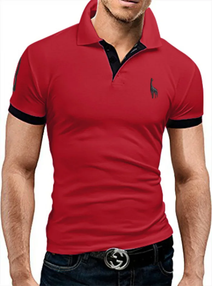 Men Clothing Nice Casual Men Polo Shirt Deer Pattern short-sleeved Polo Shirt multi-color Thin Section Poros Para Ho