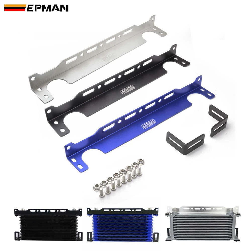 Universal Engine Oil Cooler Mounting Bracket Kit 2mm Thickness Blue Anodized Universal Engine Oil Cooler Mounting Bracket Kit 2mm Thickness Blue Anodized