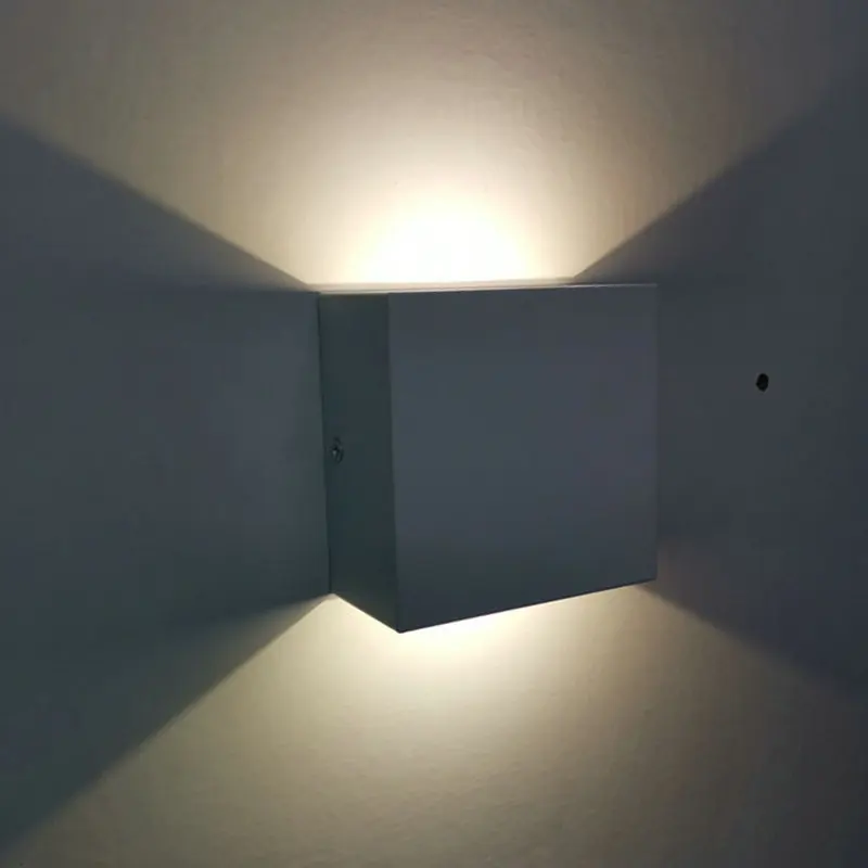

LED square indoor aisle wall lamp double head up and down light hotel room bedside lamp corridor light 6W black white 110v220v