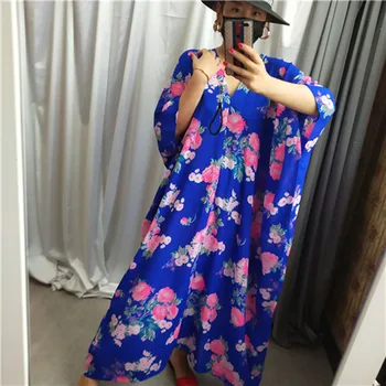 

SuperAen Chiffon Robe Dress Women Loose Big Size Autumn New 2019 Ladies Long Dress Print Europe Fashion Casual Women Clothing