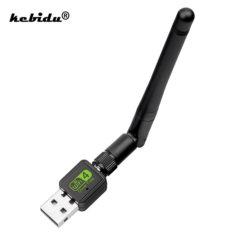 

kebidu 150Mbps Wireless USB2.0 Network Card WiFi Adapter 2db Wifi Dongle 802.11b/g/n Network LAN Card Free Driver Wifi Ethernet