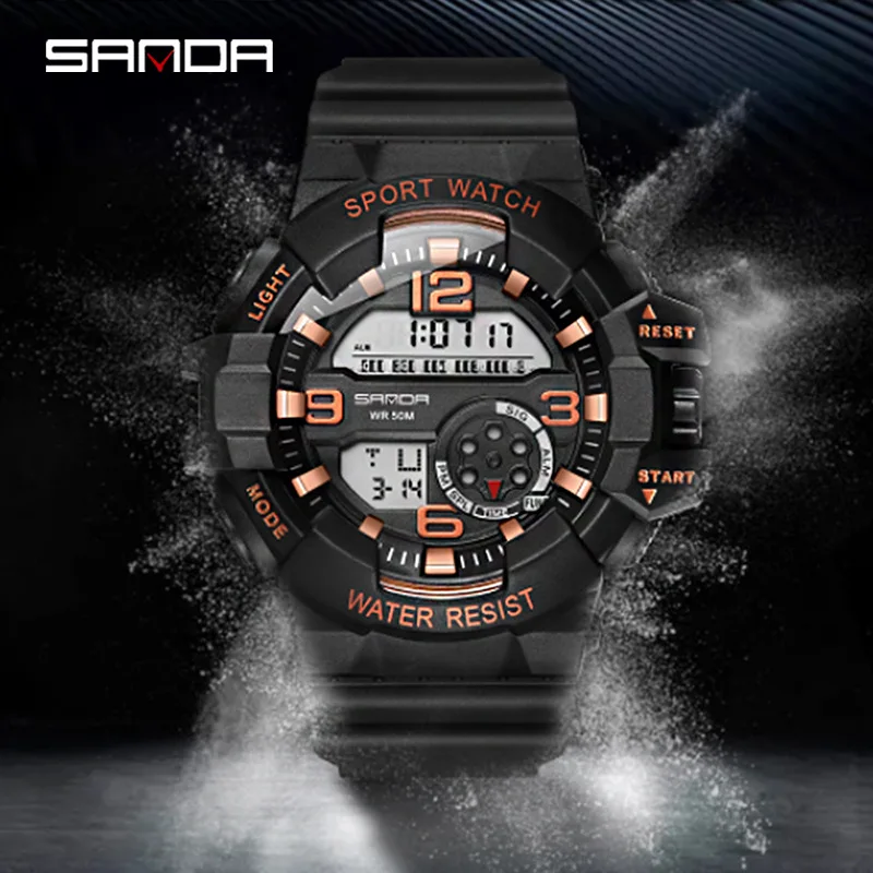 

2019 SANDA Digital Watch Men Military Army Sport Watch Water Resistant Date Calendar LED ElectronicsWatches Relogio Masculino