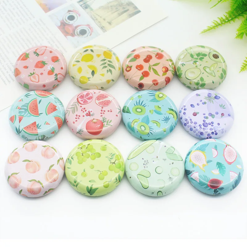 12 Pcs/Lot Fruit Print Round Metal Storage Boxes Tin Cans Jars Containers with Lids for Candy Lip Balm DIY Cosmetics Ointment 