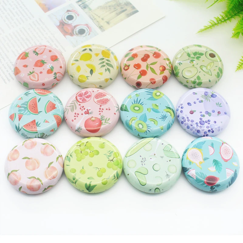 12 Pcs/Lot Fruit Print Round Metal Storage Boxes Tin Cans Jars Containers with Lids for Candy Lip Balm DIY Cosmetics Ointment