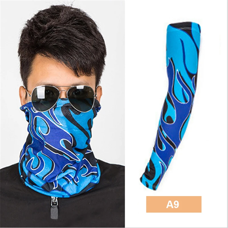 1pcs Bicycle Ski Half Face Scarf and 1 Pair Sun Protection Sleeves UPF 50+ Anti-UV 3pcs Set Multi Use Neck Warmer Kerchief