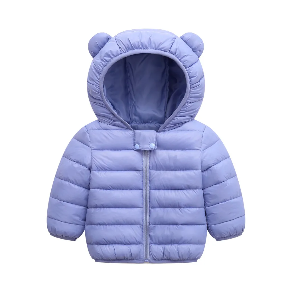 TELOTUNY пальто для маленьких девочек г. Зимняя куртка для маленьких детей, теплая верхняя одежда, пальто Утепленная зимняя толстовка с капюшоном на молнии с ушками, Одежда для новорожденных 1030 - Цвет: PP