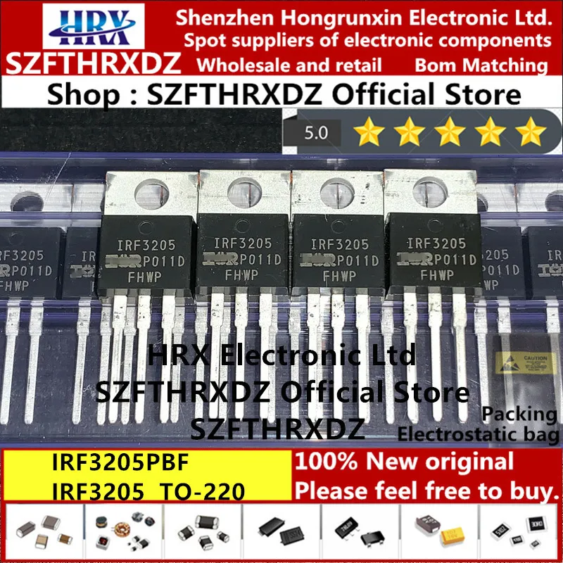 100% Новый оригинальный IRF3205PBF TO220 IRF3205 производство Китай MOSFET mosfft 55V 110A 50 шт/труба (50