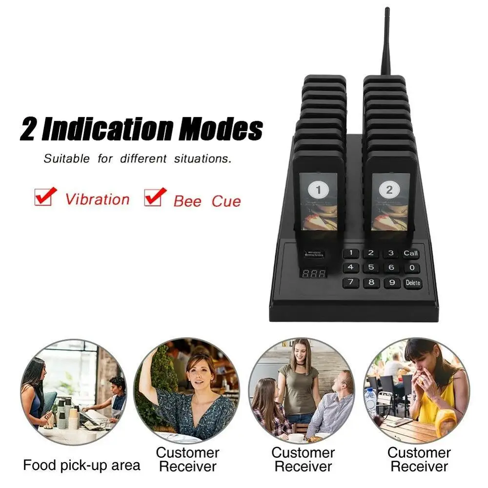 

Restaurant Queue Management System Pager Wireless Coaster Paging 18 Calls Number in Fast Food Coffee Tea Shop restaurante pager