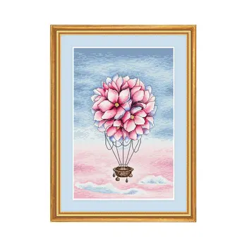 

Fishxx High Quality Threads Printed on fabric Counted Chinese Cross Stitch Kits set Embroidery Needlework Flower hot air balloon
