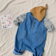 

Newborn Baby Clothes Sets Toddler Boys Girls Stripe T-Shirt Top and Jumpsuit Overall 2Pcs Outfits Children Jeans Pants Jumpsuits