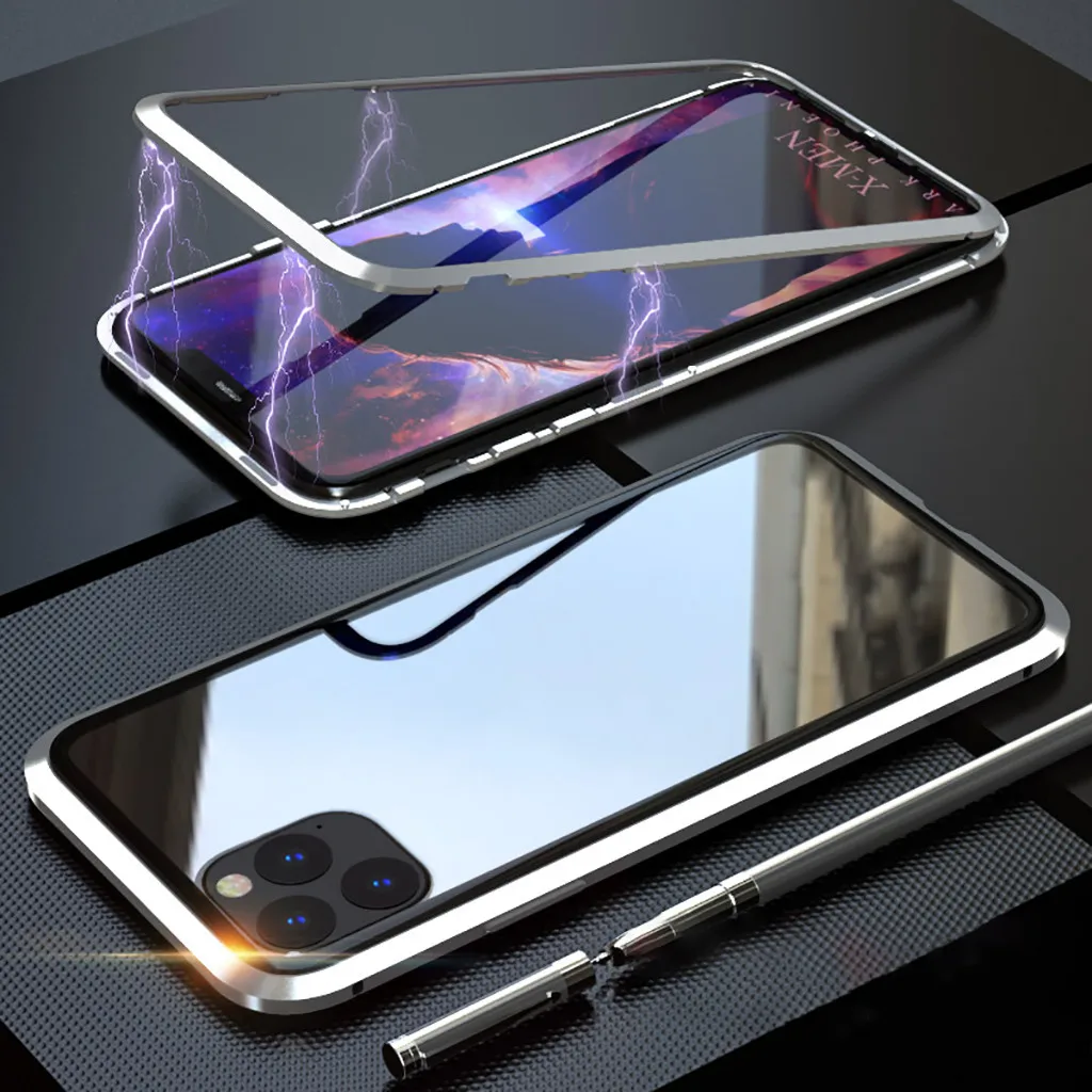 Магнитный металлический чехол-бампер для iPhone 11 11 Pro 11 Pro Max, односторонний стеклянный защитный чехол для iPhone 11 Pro 919#2