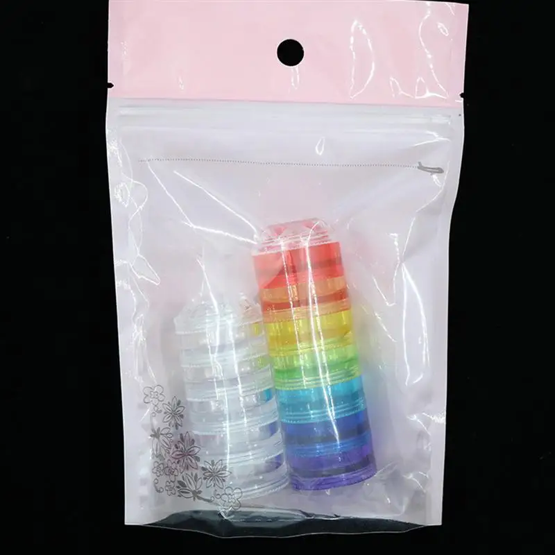 2Pcs Diamond Conjoined Boxes Set 12-layer Rainbow Multi-Color Manicure Ornaments Jewelry Storage Cases Bottles