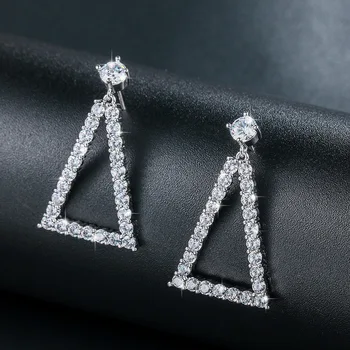 

Luxury Distinctive Design Symmetrical Cubic Zircon With Differernt Shape Elegant Earrings Silver Plated Female In Bridal Party