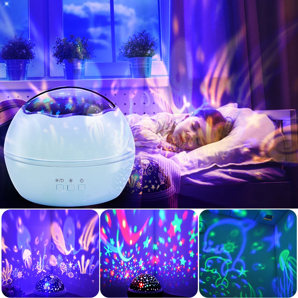 

LED Night Light Projector Lamp Colorful Romantic Starry Sky Lights 360 Rotating Star Projectors For Kids Baby Bedroom