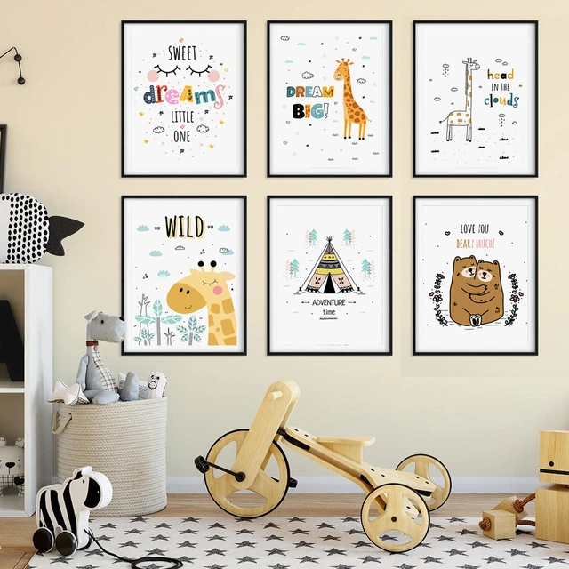 Wild Giraffe Bear Sweet Dream Big Quotes Nordic Posters And Prints Wall Art Canvas Painting Wall Pictures Baby Kids Room Decor Aliexpress Mobile