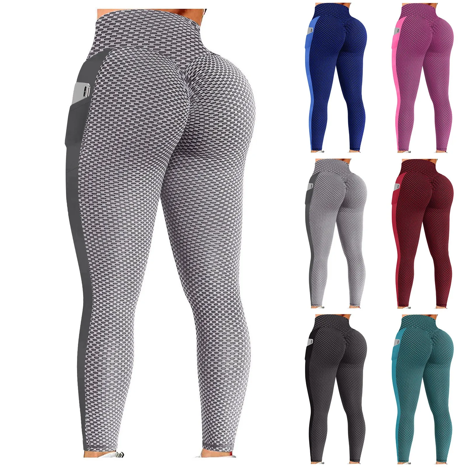 Women's Workout Leggings Grid Tights Yogas Pant Women Seamless High
