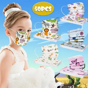 

50pcs Disposable Masks Dust-Proof Face Reutilizable Children's Fabric Facial Mask With Elastic Earloop mouth mask Mascarillas