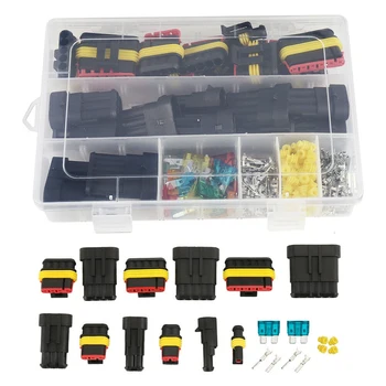 

240PCS Car Waterproof Connector Car Auto Electrical Wire Connector Plug Kit 1-6 Pin Way + Blade Fuses