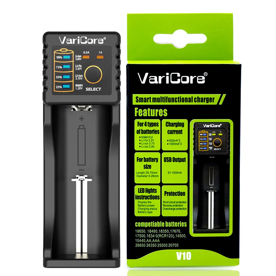VariCore V40 V20i зарядное устройство 18650 зарядное устройство для 21700 26650 AA AAA 18350 18500 16340 17500 25500 10440 батарея Емкость