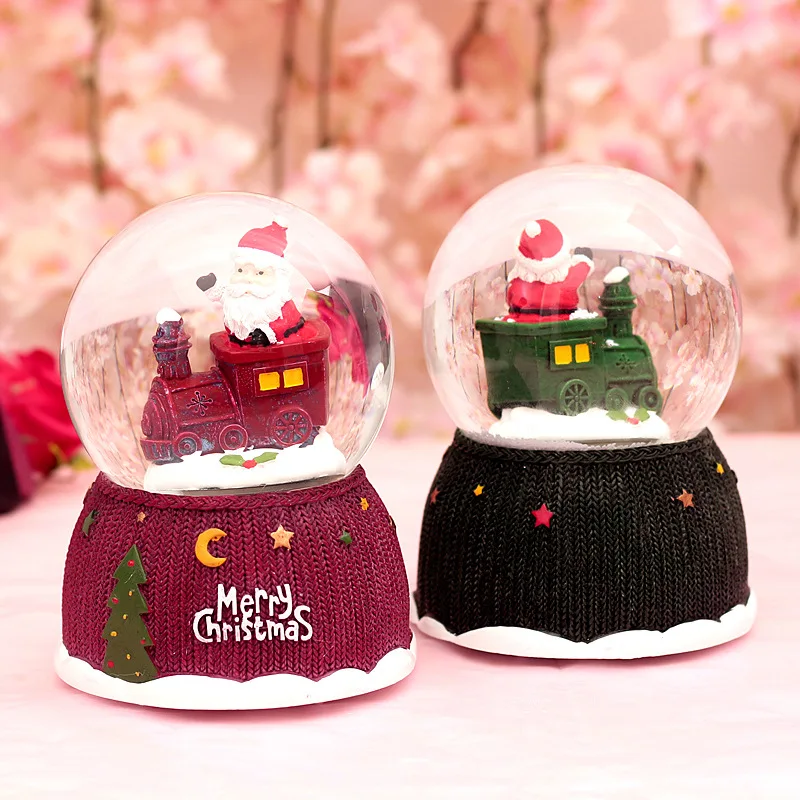 Рождественская музыкальная шкатулка в виде хрустального шара, плавающий снег со светодиодными лампами, снежный красочный глобус, Музыкальная шкатулка на день рождения, рождественские подарки для девочки