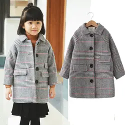 Новое зимнее и весеннее теплое модное шерстяное пальто для девочек плотная куртка для девочек 3-10 лет