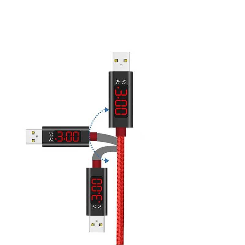 Быстрая зарядка напряжения и тока дисплей Нейлон Плетеный usb type-C кабель синхронизации данных для IPhone X 7 8 6 5 samsung Xiaomi HUAWEI