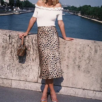 

2020 Women Wrap Ruffles A Line High Waist Skirt Ladies Casual Leopard Printed Short Mini Skirts Leopard Evening Party Skirt