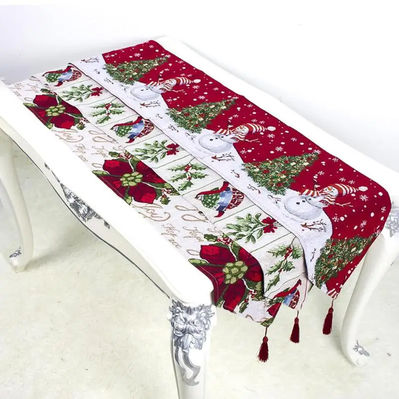Нежный цветок Снеговик салфетки Рождественский стол флаг ткань кружева кисточкой стол бегун коврик вечерние украшение для домашнего праздника