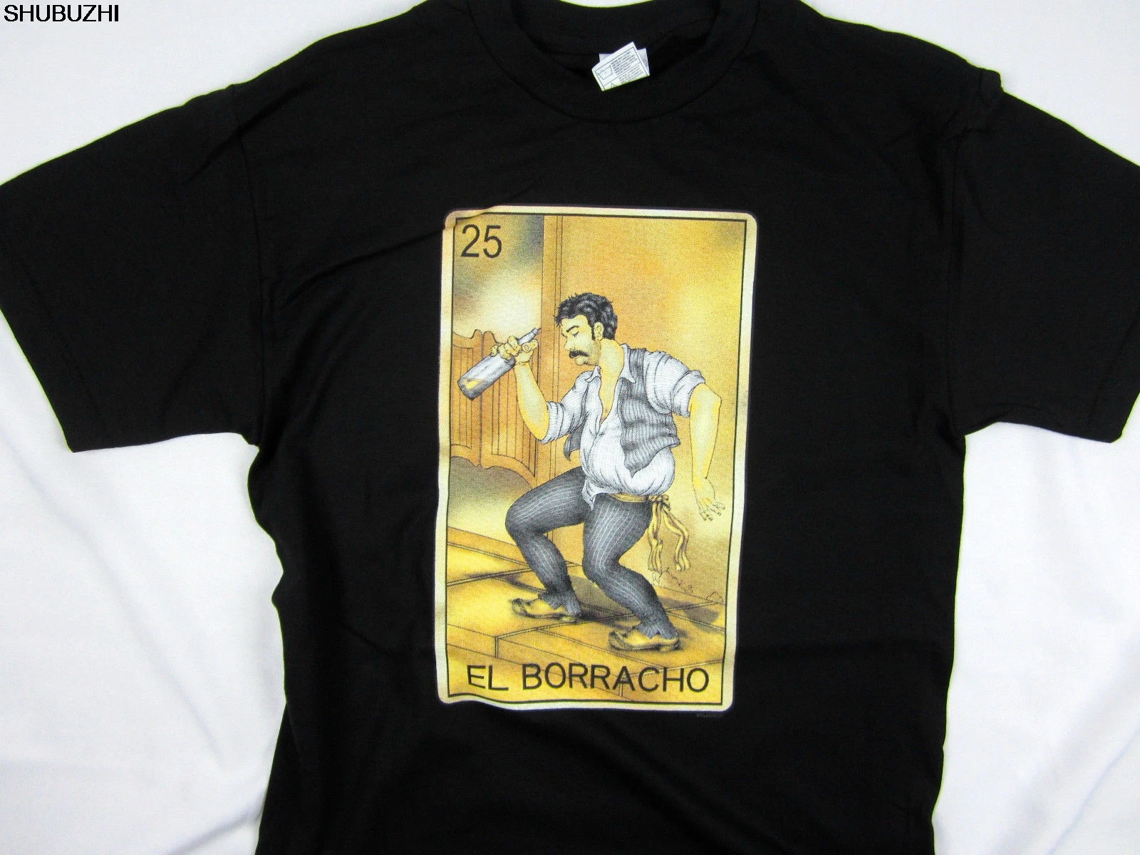 Мужская футболка с коротким рукавом El Borracho Loteria испанской мексиканской карточкой