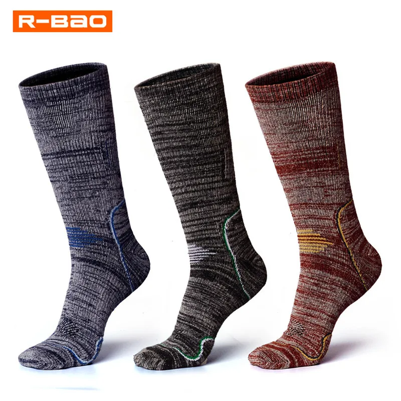 

R-BAO Winter Warm Sports Socks Men Thickening Alaska Terry Thermo Sock Skiing Outdoor Thermal Sock High Warmth Snow Hiking Sport