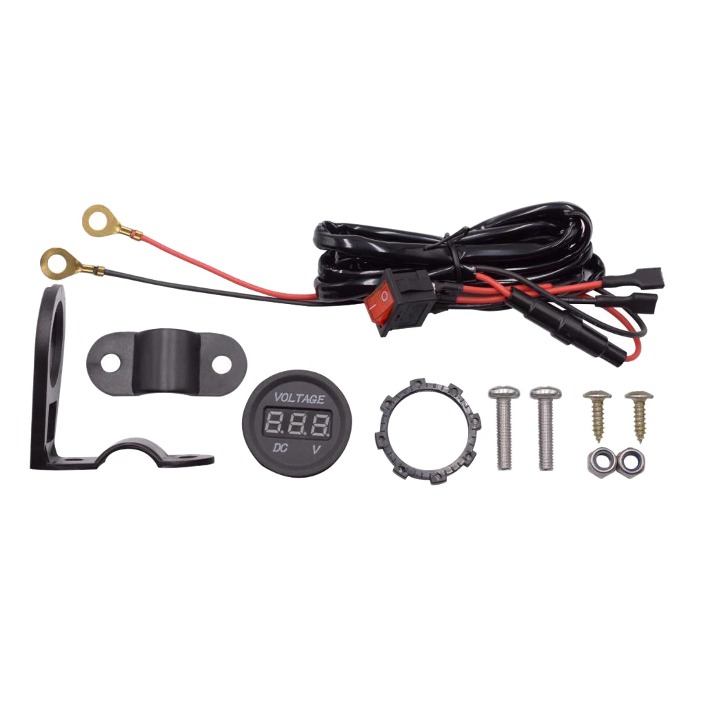 Motorbike 12-24V Blue LED Digital Display Voltmeter Volt Gauge With Switch