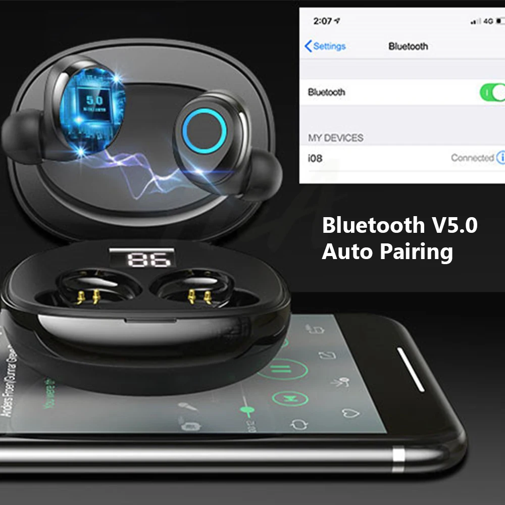 X7 Bluetooth 5,0 наушники Беспроводная гарнитура Водонепроницаемый с светодиодный дисплей 3500 мАч зарядная коробка