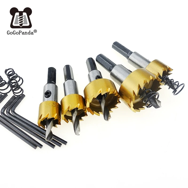

Free Shipping 5PCS 16-30mmBits Titanium Metal Hole Saw High Speed Steel Core Special for High Speed Steel Stainless Steel