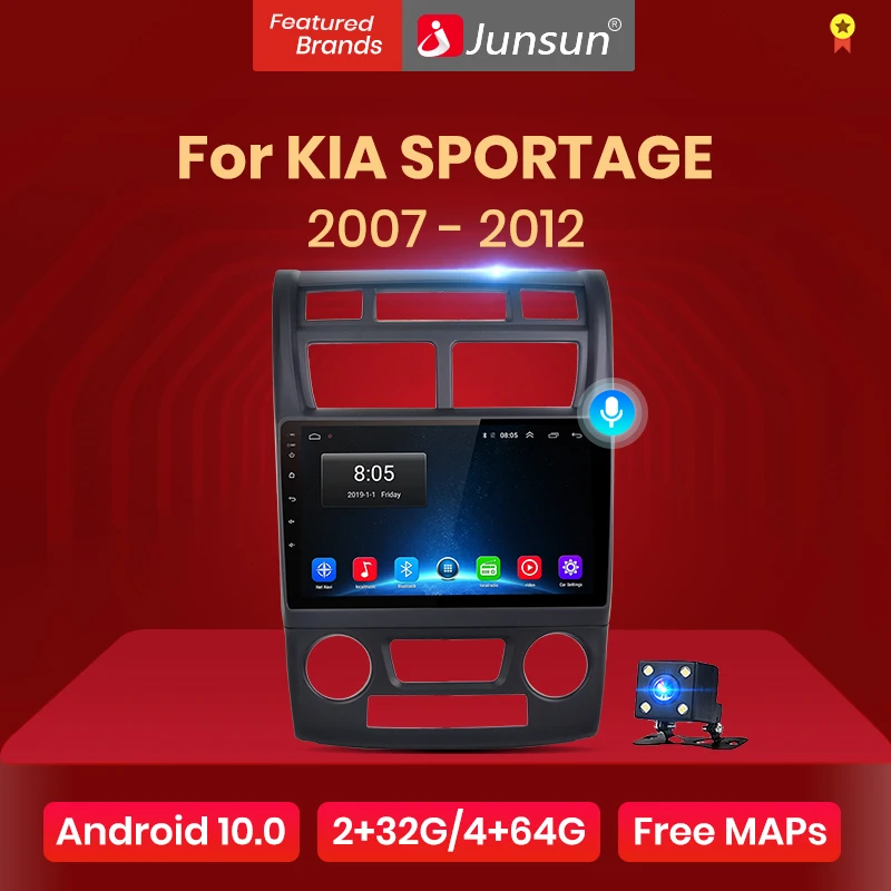Мультимедийная магнитола Junsun V1 для Kia мультимедийная на Android 10 0 с голосовым