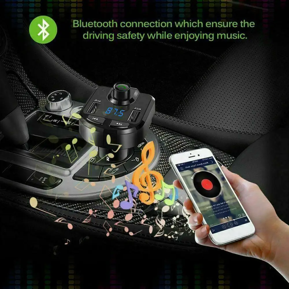 Bluetooth 4,2 MP3 плеер Handsfree автомобильный комплект fm-передатчик Поддержка TF карта U диск QC2.0 3.1A Быстрая Двойная USB Зарядка адаптер питания