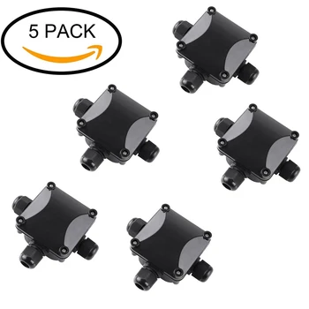 

AAAE Top-Junction Box ,IP68 Waterproof 3-Way Cable Connectors for Outdoor Lighting External Junction Box 6.5-10.5mm Pack of 5