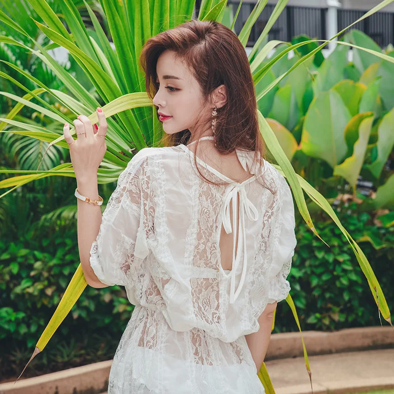 

South Korea Bathing Suit Women's Three-piece Set Bikini Graceful Split Skirt-Conservative Small Bust Gathering Bubble Hot Spring