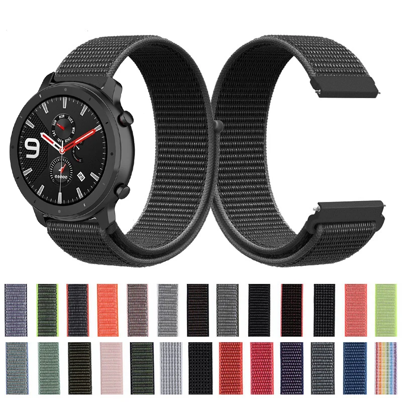 Высококачественная нейлоновая петля тканый ремешок для Xiaomi Huami Amazfit GTR 42 мм 47 мм Смарт-часы пригоден для ношения на запястье браслет Amazfit ремешок для часов
