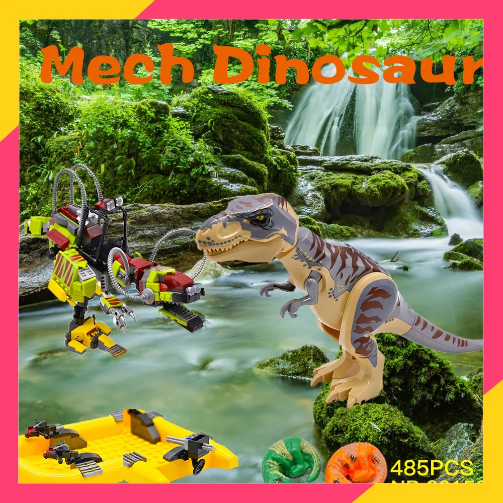 Конструктор мир Юрского периода T. rex vs Dino Mech Battle кирпичи игрушки для детей
