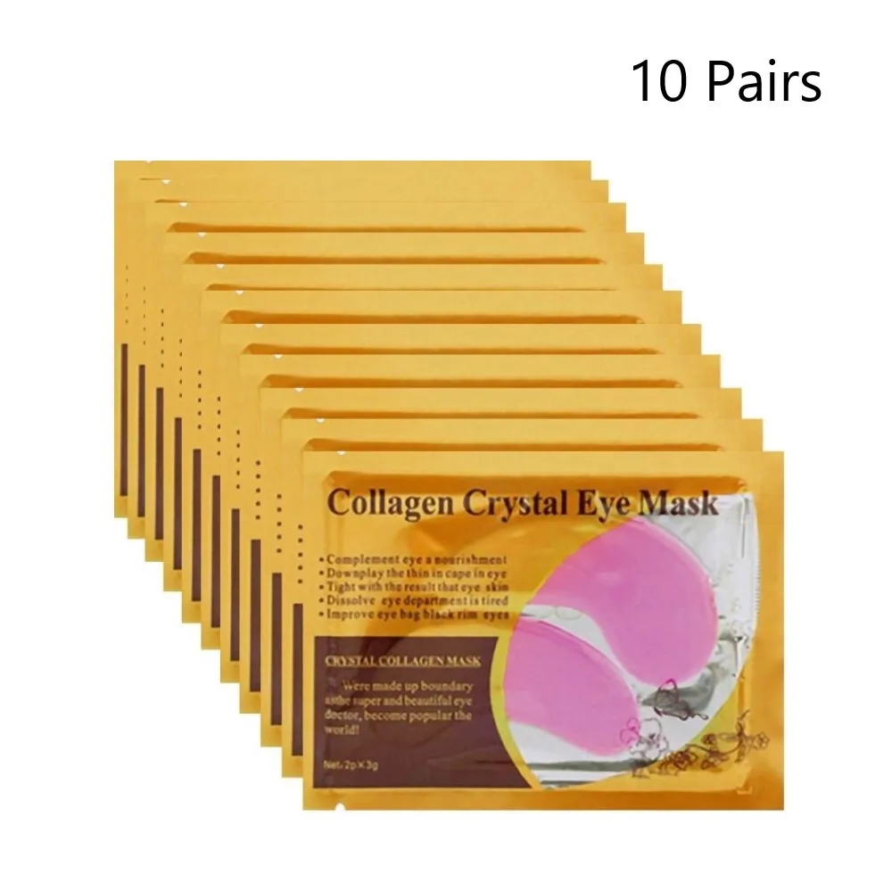 Pink 20 шт = 10 пар 24 к Золотая кристальная коллагеновая маска для глаз против старения/темных кругов/отечности/морщин, увлажняющий гель для глаз - Цвет: Pink