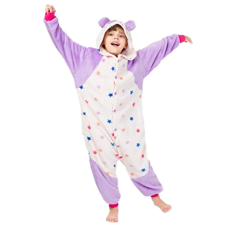 Детская зимняя фланелевая одежда для сна для костюмированной вечеринки; цельнокроеная Пижама с капюшоном и милой пандой; D08C